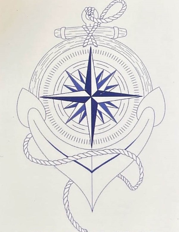 Ancre et rose des vents – identité Taxi Erwann